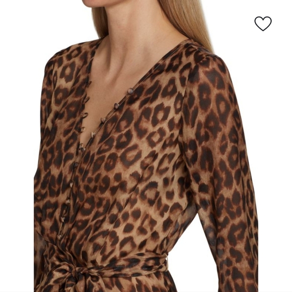 L'AGENCE Callum Leopard Print Sheer Silk Maxi Dress NWOT - Picture 2 of 11
